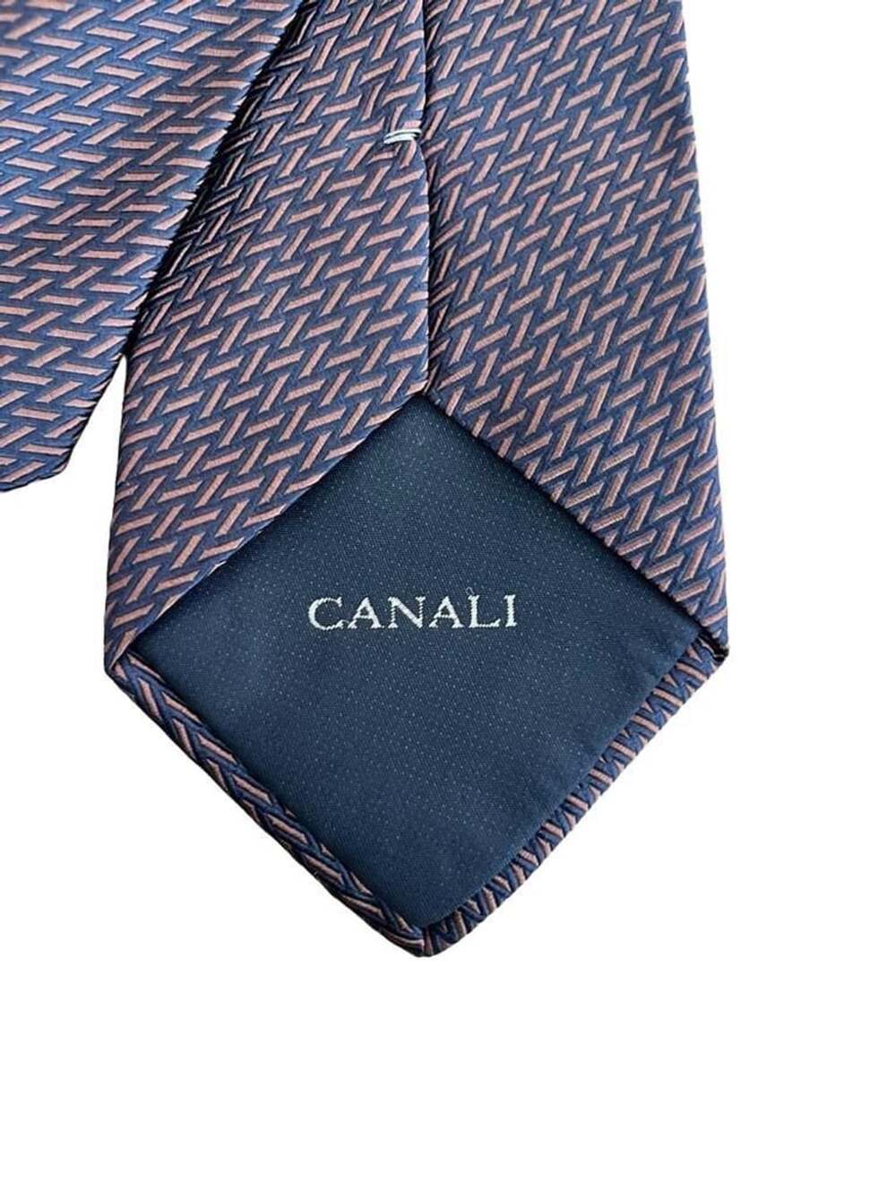 Canali,Made In Italy,100% Silk Geometric Tie Blue/Brown,Versatile, Professional